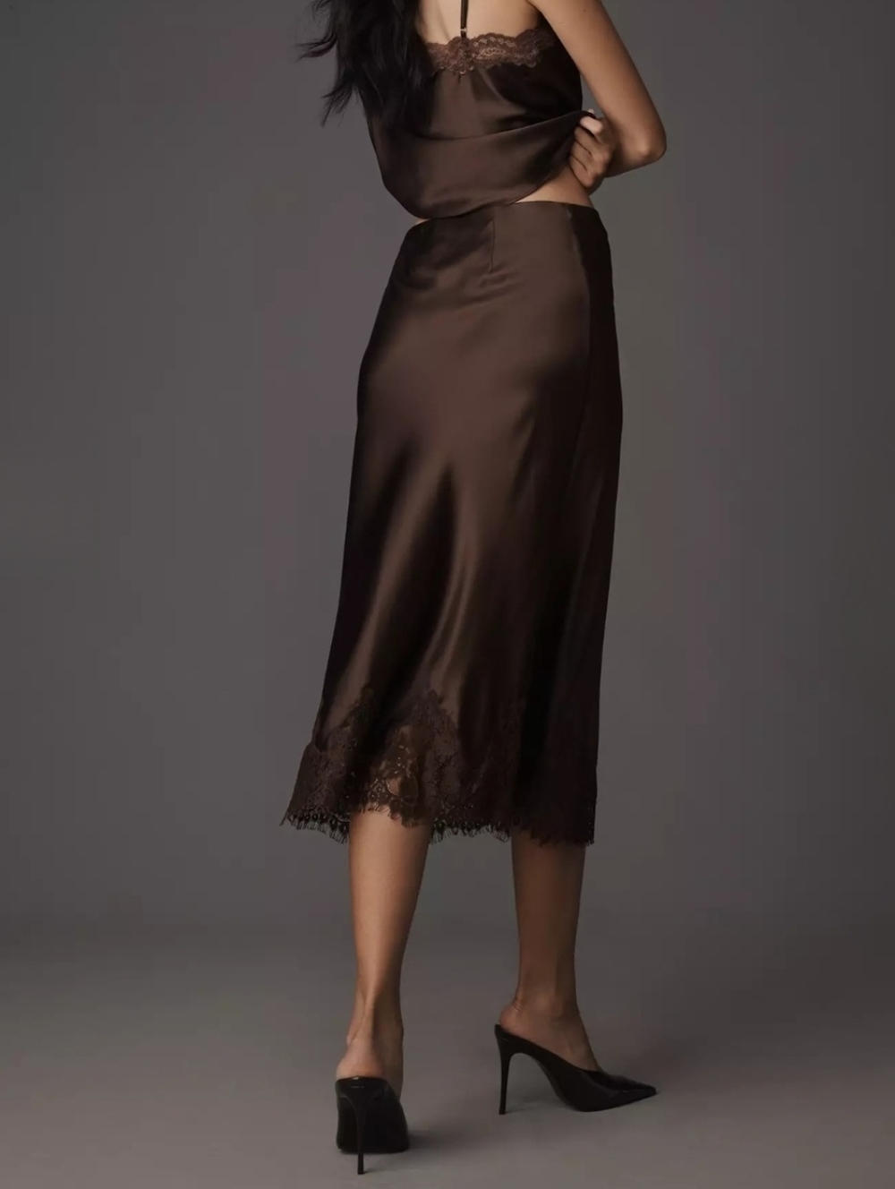 Reformation Brown Carolina Silk Midi Skirt Size XL $218 NWT - Picture 3 of 9